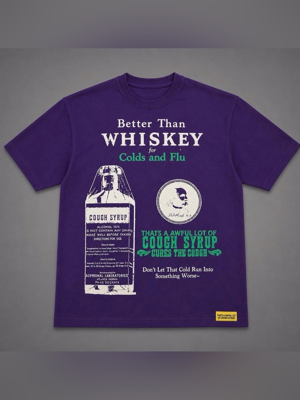 Men's Purple Graphic Tee - 'Better Than Whiskey' Cough Syrup Design - Picture 1 of 5